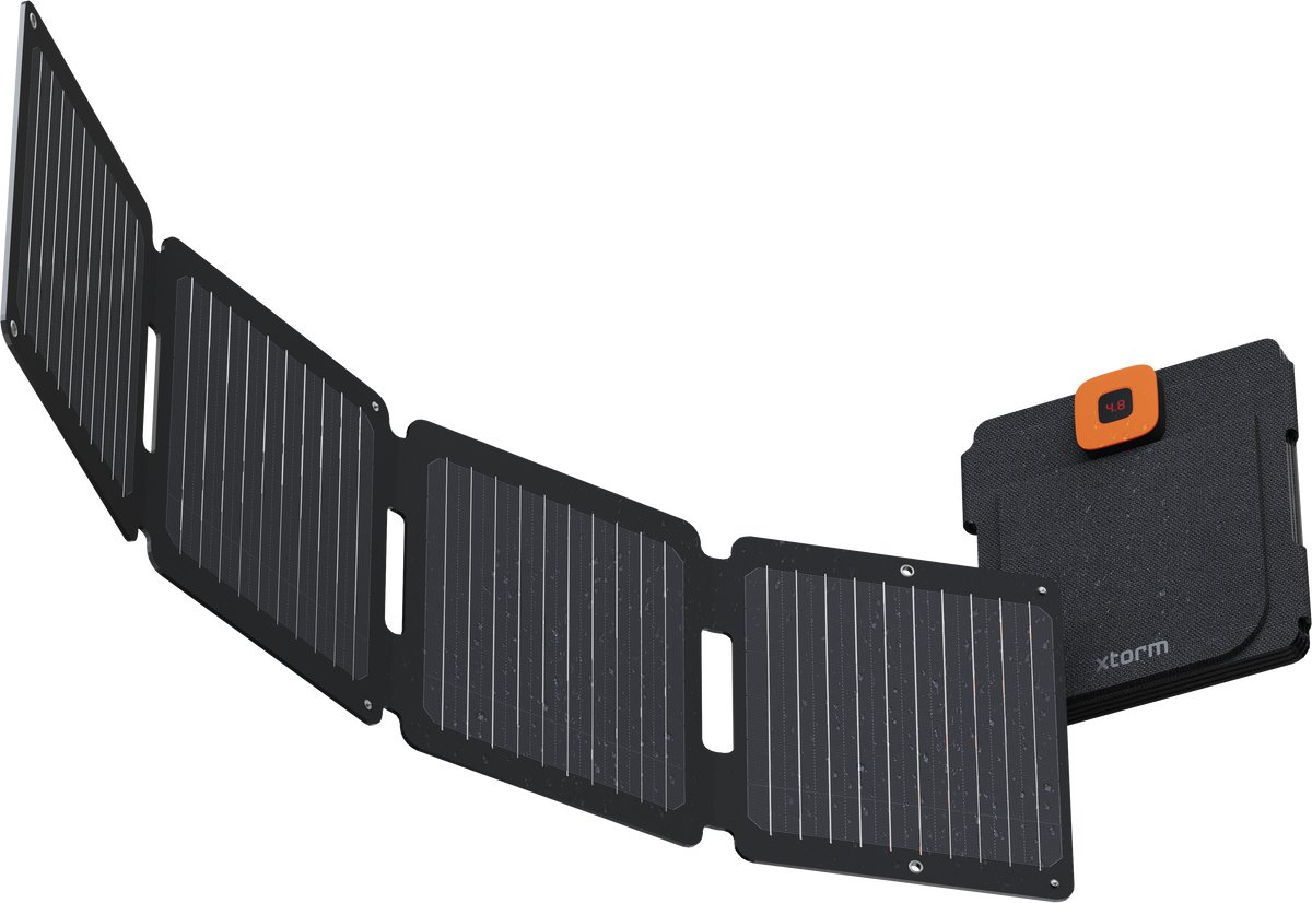 Xtorm Draagbaar Zonnepaneel Opvouwbaar &ndash; 28W Solar Panel &ndash; SolarBooster &ndash; Outdoor / Kamperen &ndash; Zonne-energie &ndash; Flexibel &ndash; Monokristallijn Zonnepaneel &ndash; EFTE - Zwart